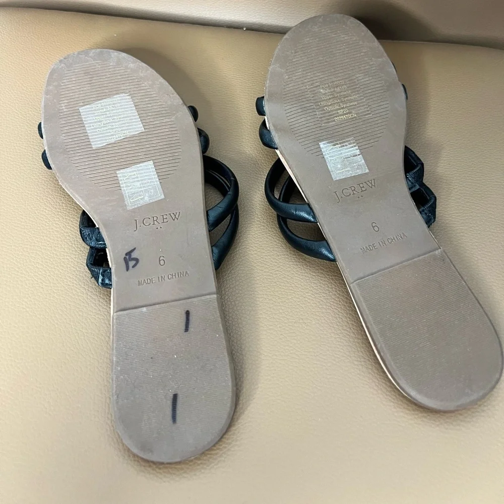 J. Crew Black Strappy Slides Sz 6